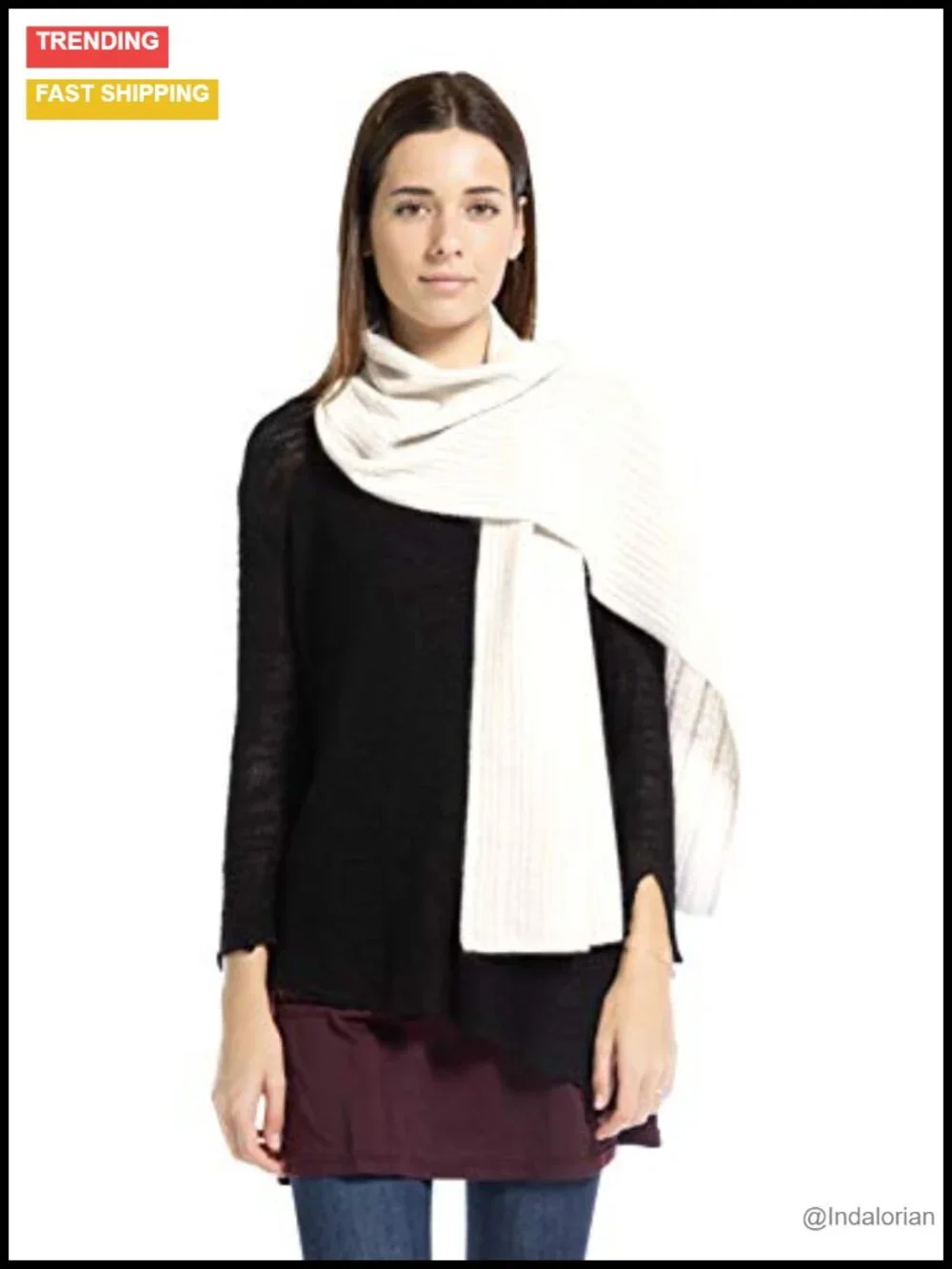 100% Pure Cashmere Cable Knit Scarf, 72